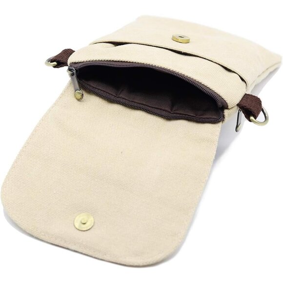 Women's Khaki Vintage Embroidered Cute Mini Cross Body Bag Small Handbags - Picture 6 of 6